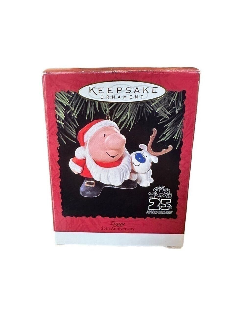 Hallmark Keepsake Ornament Ziggy 25th Anniversary 1996 Santa & Fuzz Reindeer